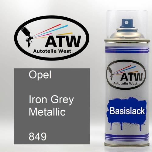 Opel, Iron Grey Metallic, 849: 400ml Sprühdose, von ATW Autoteile West.